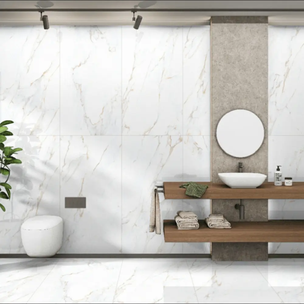 Керамогранит "Sonex" Calacutta cRema Glossy полированный 60x120 см 1.44 м2 цвет белый с бежевыми прожилками — купить в Калининграде